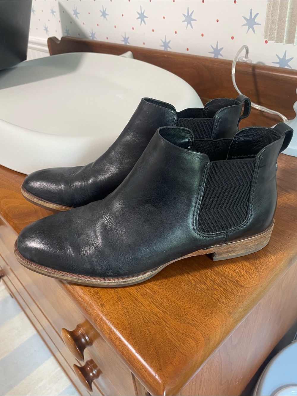 Kork-Ease Black Leather Chelsea Booties